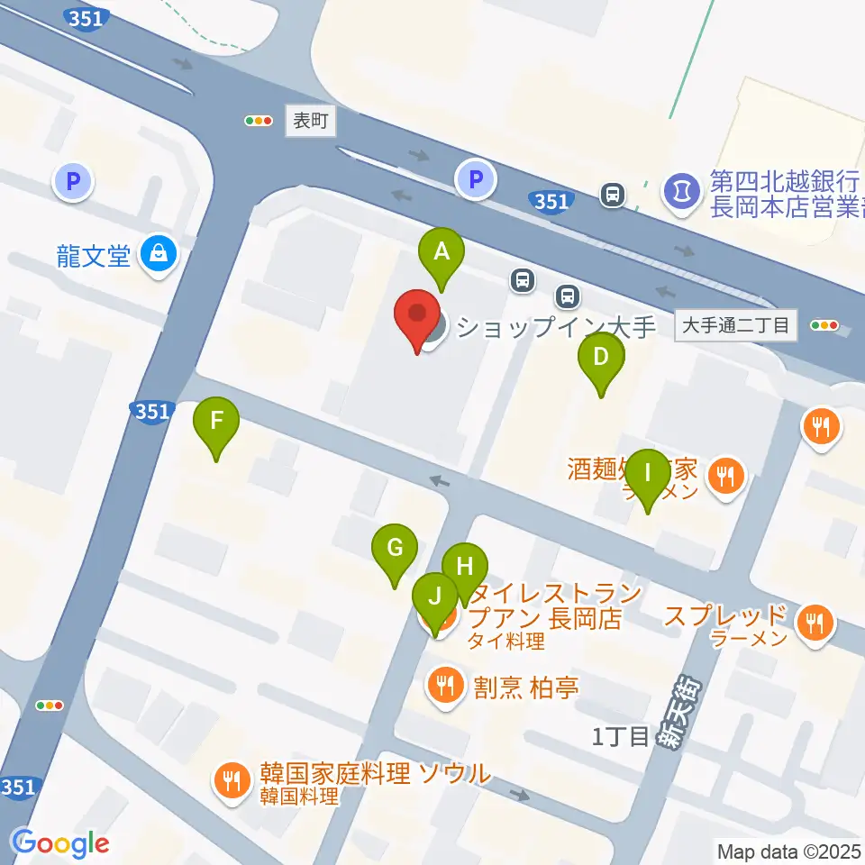カワイ長岡ショップ周辺のファミレス・ファーストフード一覧地図