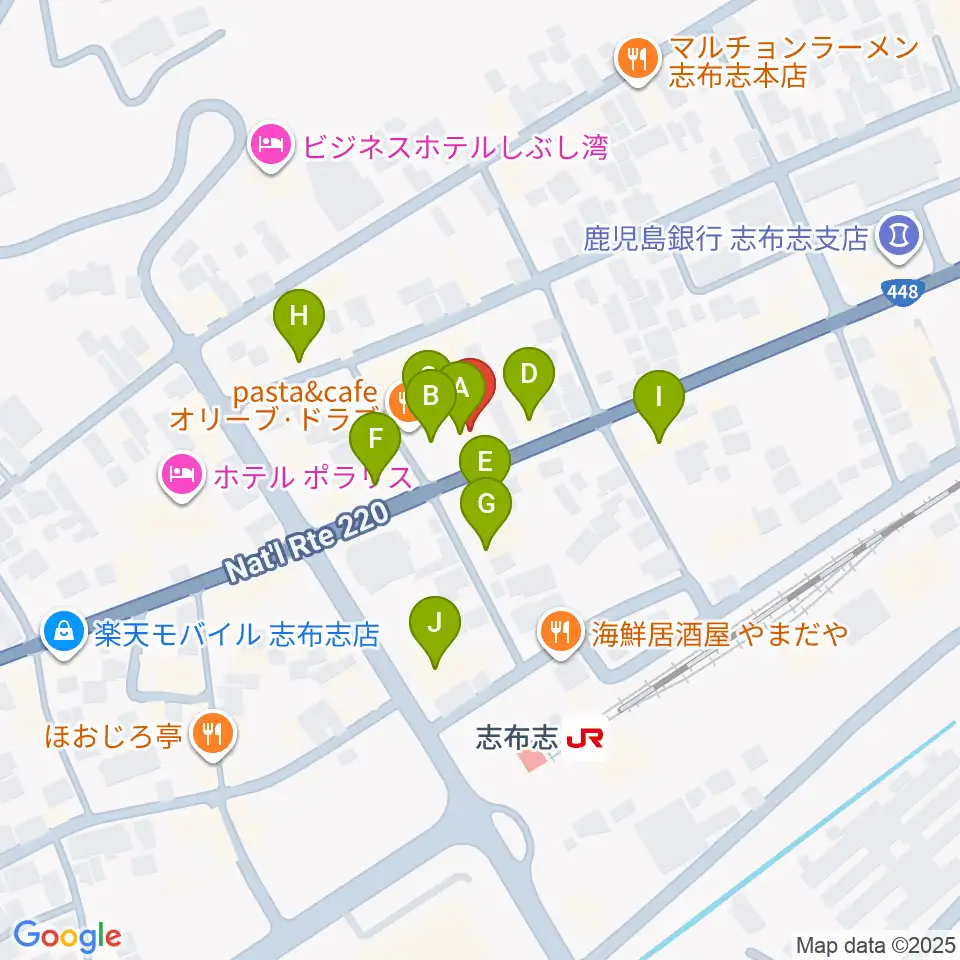 島津楽器スタジオ周辺のファミレス・ファーストフード一覧地図