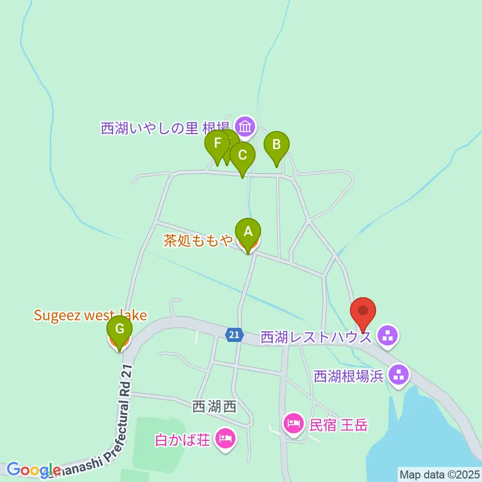 魚眠荘周辺のファミレス・ファーストフード一覧地図