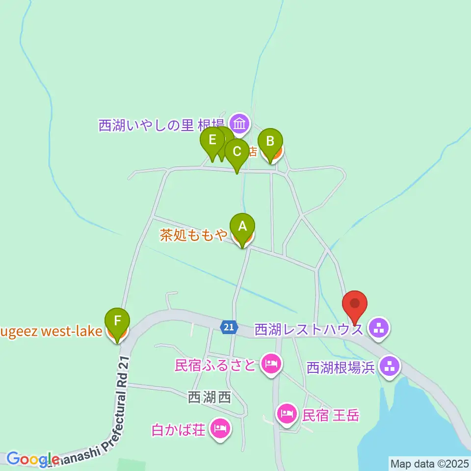 魚眠荘周辺のファミレス・ファーストフード一覧地図