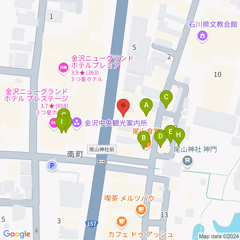 カワイ金沢ショップ周辺のファミレス・ファーストフード一覧地図