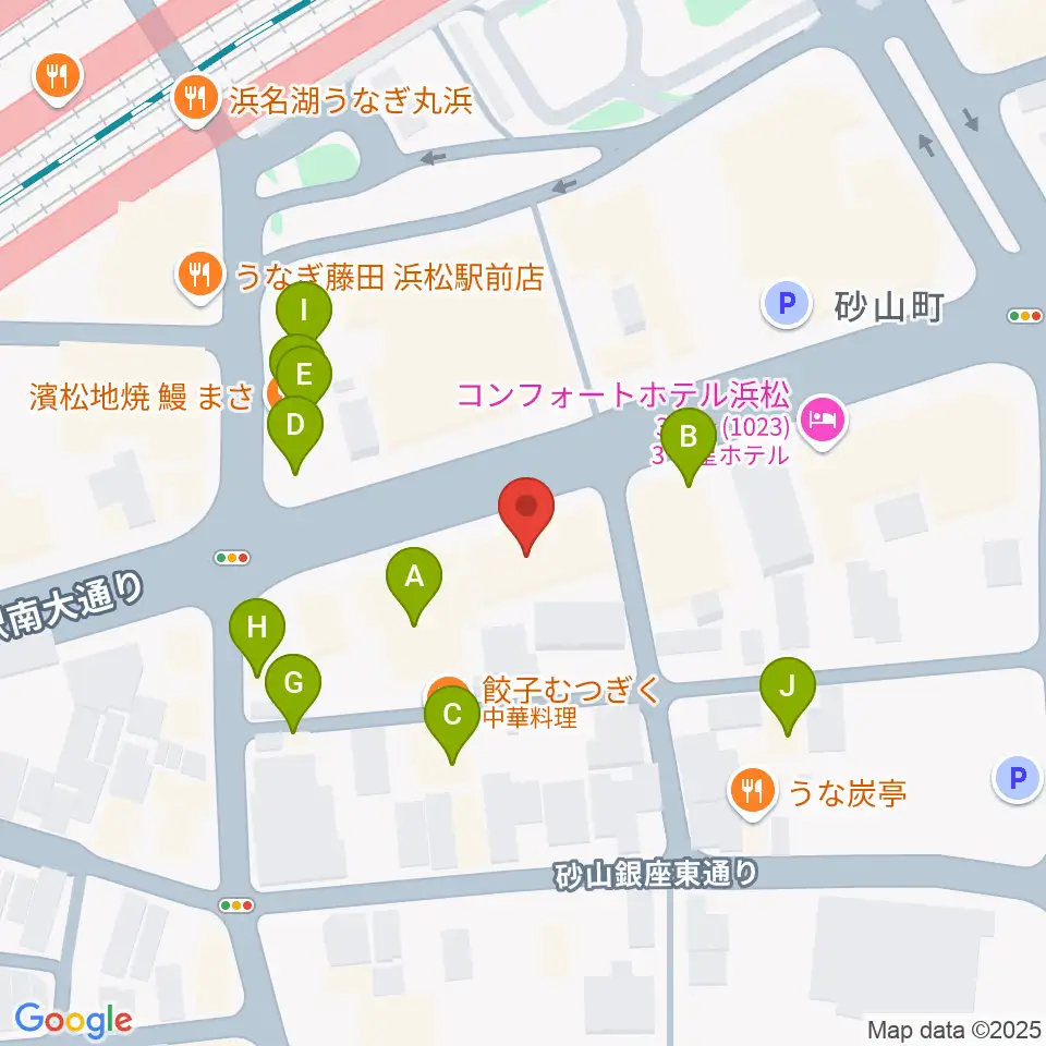 カワイ浜松周辺のファミレス・ファーストフード一覧地図