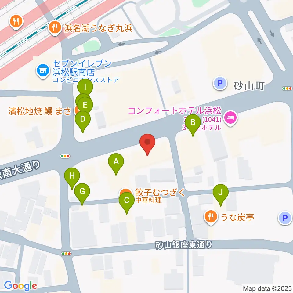 カワイ浜松周辺のファミレス・ファーストフード一覧地図