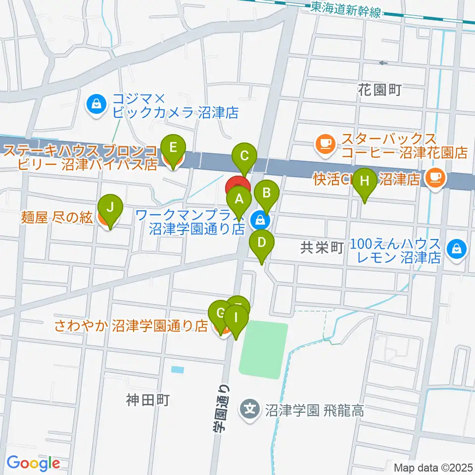カワイ沼津ショップ周辺のファミレス・ファーストフード一覧地図