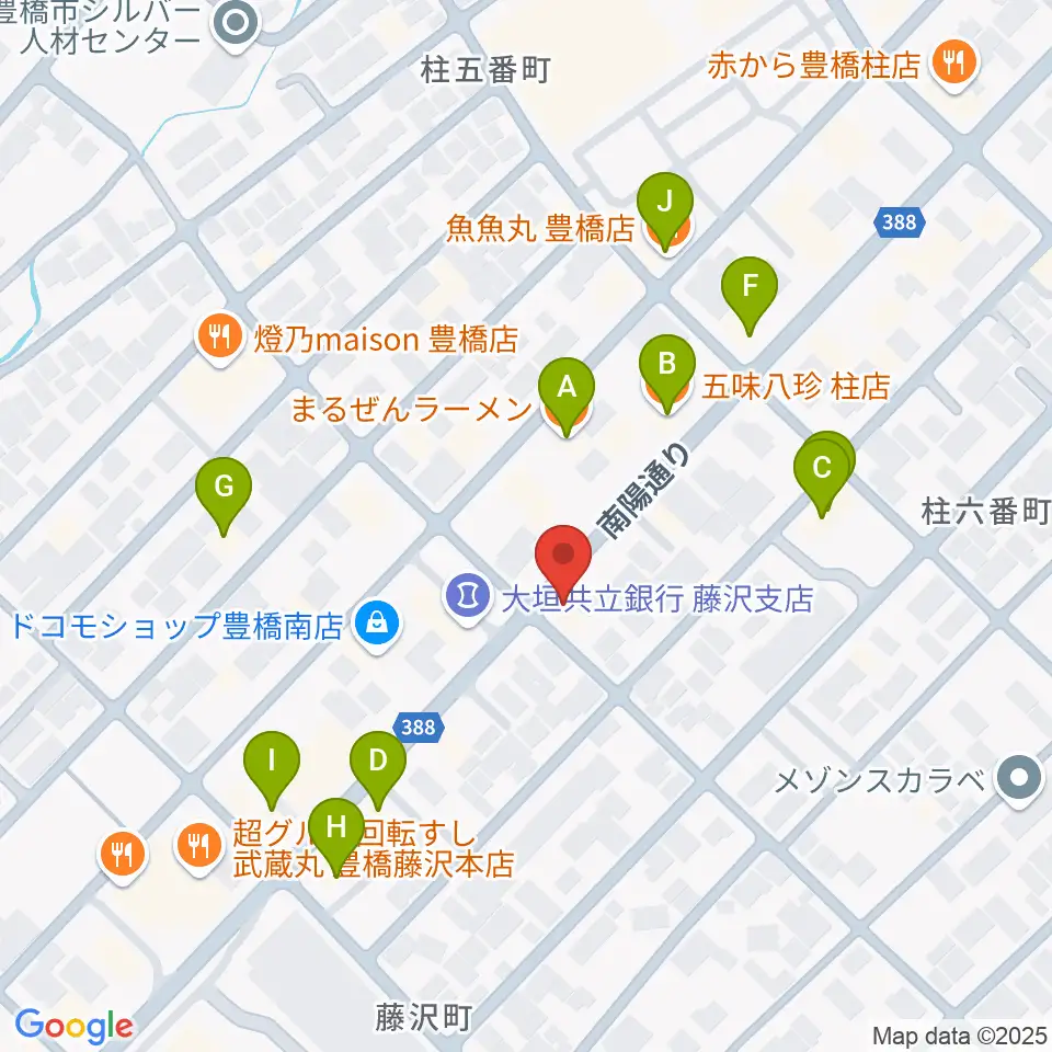 カワイ豊橋ショップ周辺のファミレス・ファーストフード一覧地図
