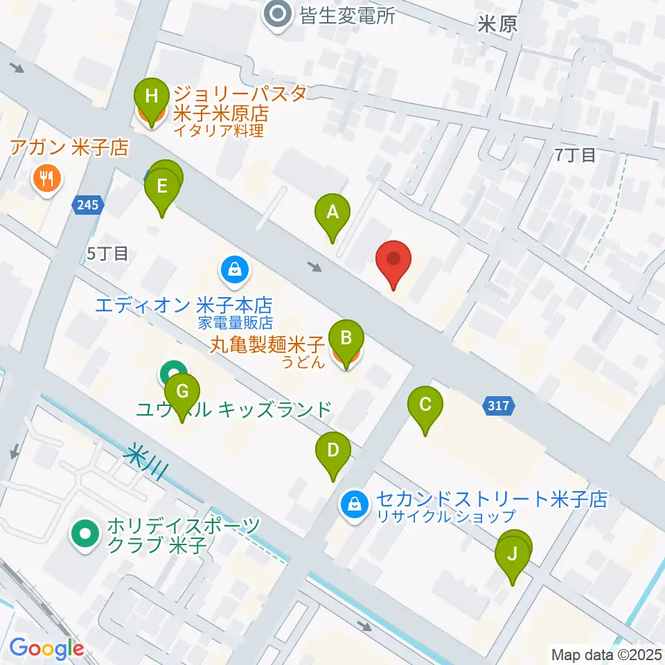 カワイ米子ショップ周辺のファミレス・ファーストフード一覧地図