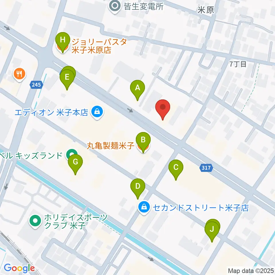 カワイ米子ショップ周辺のファミレス・ファーストフード一覧地図