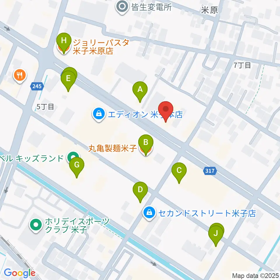カワイ米子ショップ周辺のファミレス・ファーストフード一覧地図