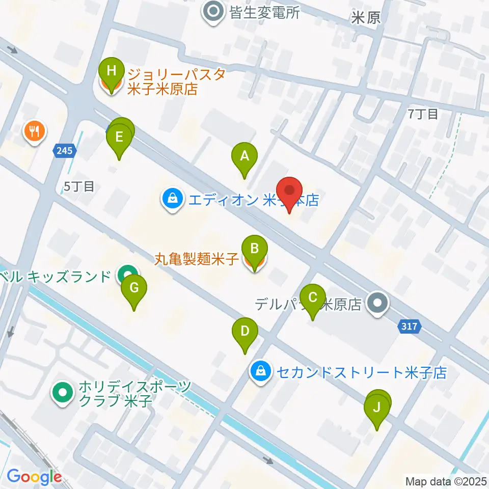 カワイ米子ショップ周辺のファミレス・ファーストフード一覧地図