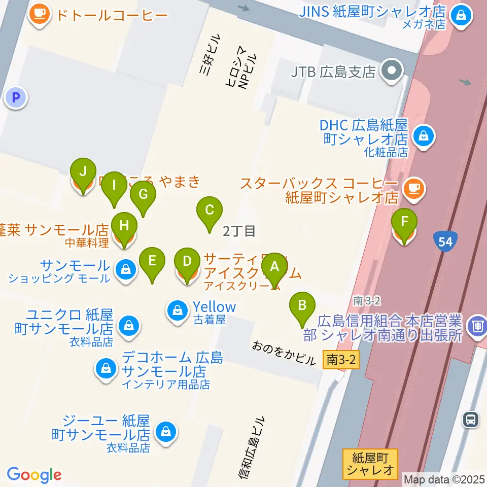 カワイ広島周辺のファミレス・ファーストフード一覧地図