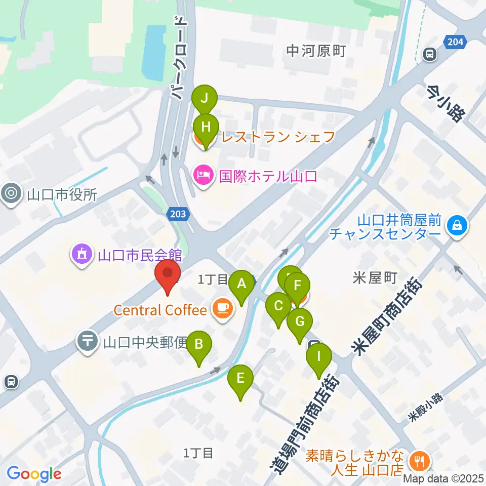 カワイ山口ショップ周辺のファミレス・ファーストフード一覧地図