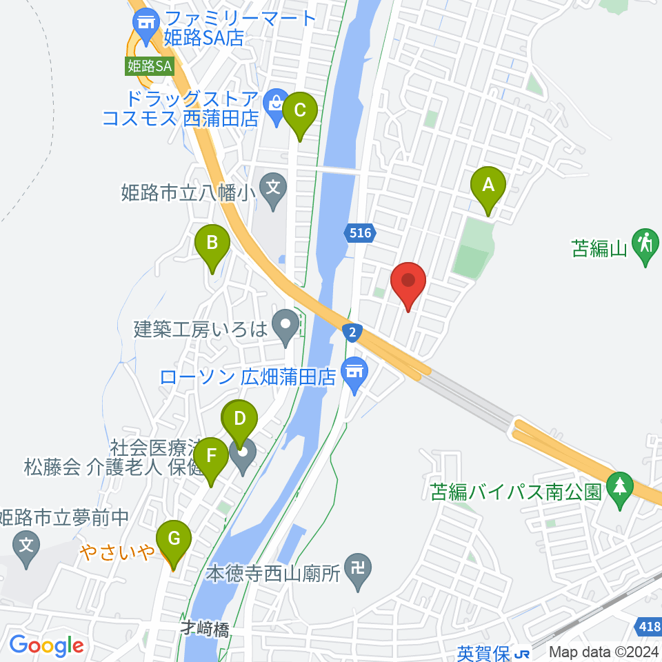 ルフォンク周辺のファミレス・ファーストフード一覧地図