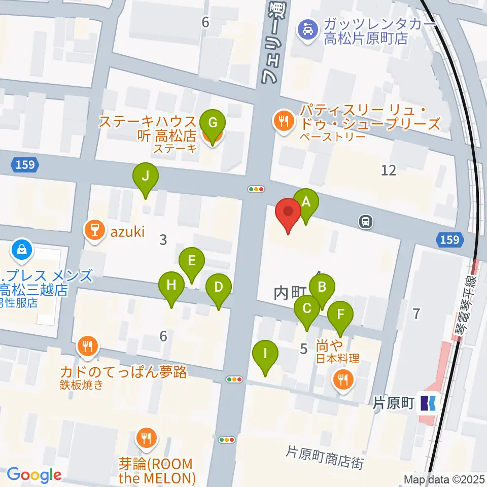 カワイ高松ショップ周辺のファミレス・ファーストフード一覧地図