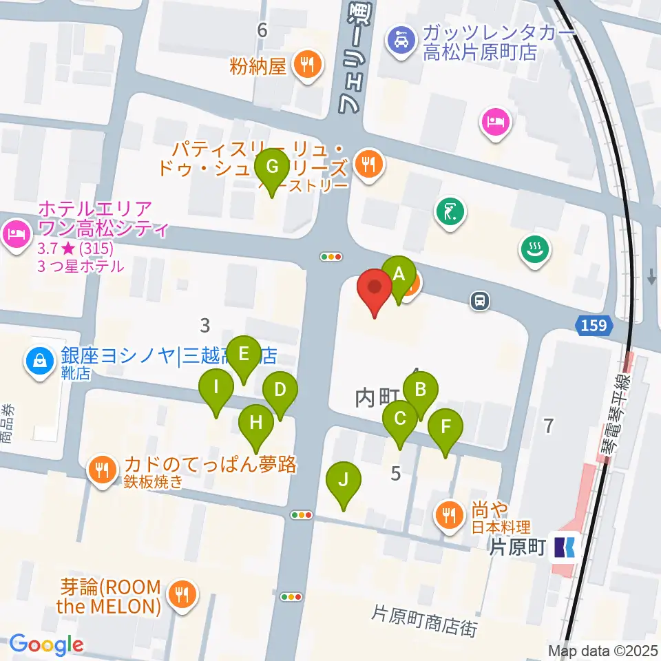 カワイ高松ショップ周辺のファミレス・ファーストフード一覧地図