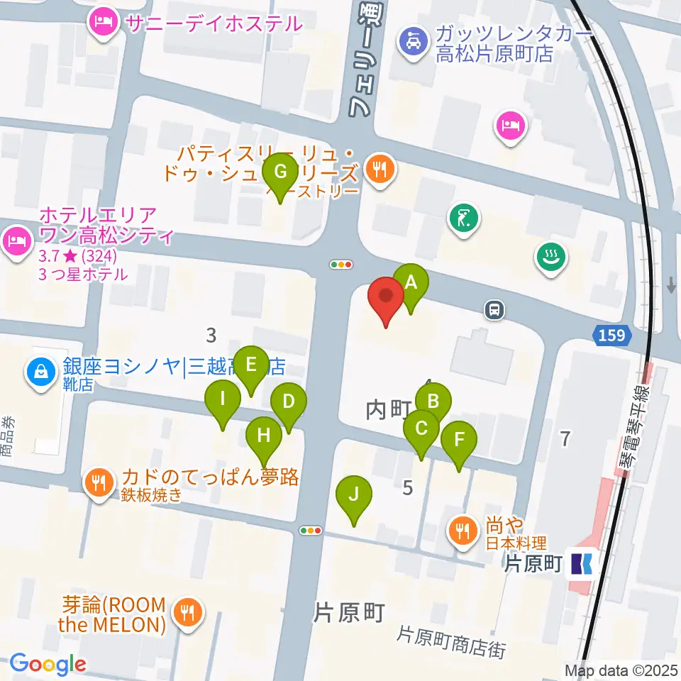 カワイ高松ショップ周辺のファミレス・ファーストフード一覧地図