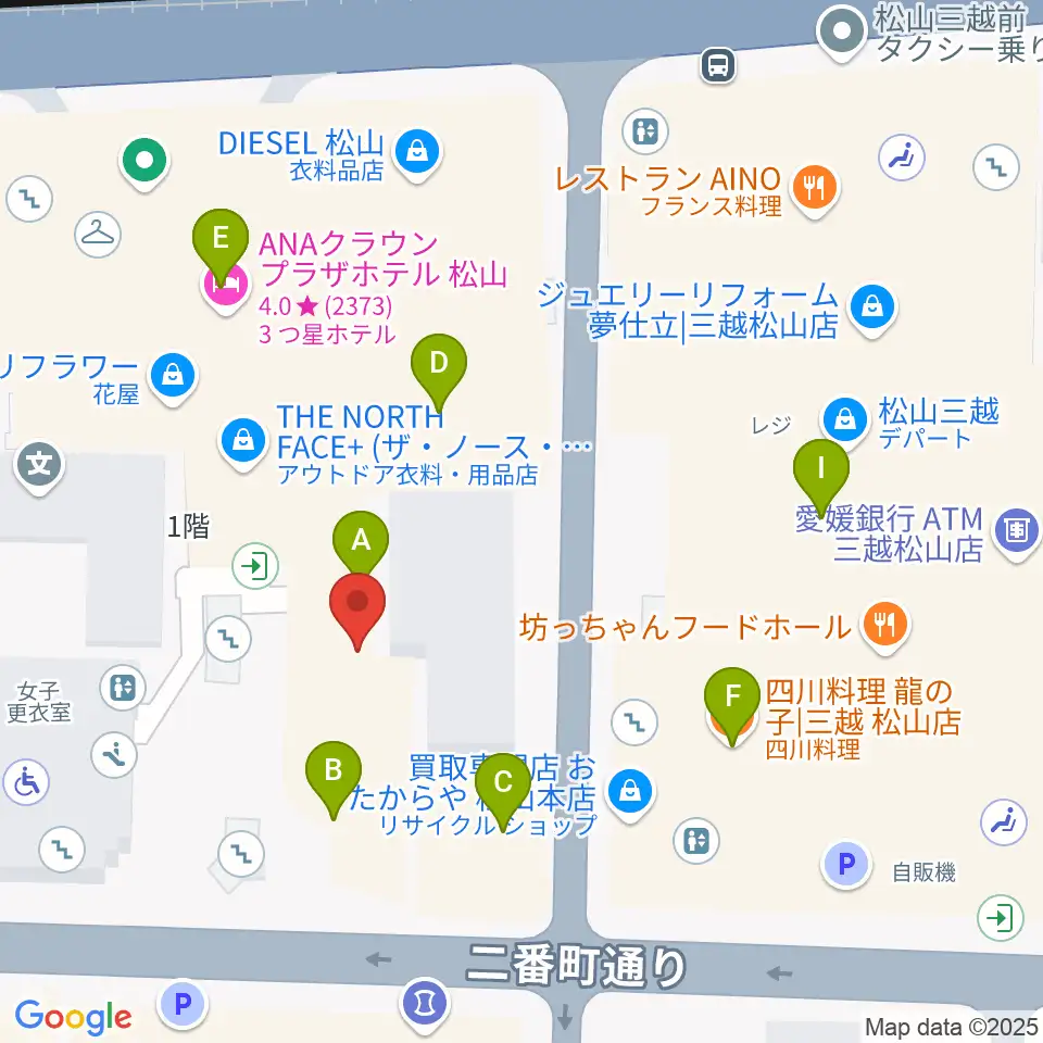 カワイ松山ショップ周辺のファミレス・ファーストフード一覧地図