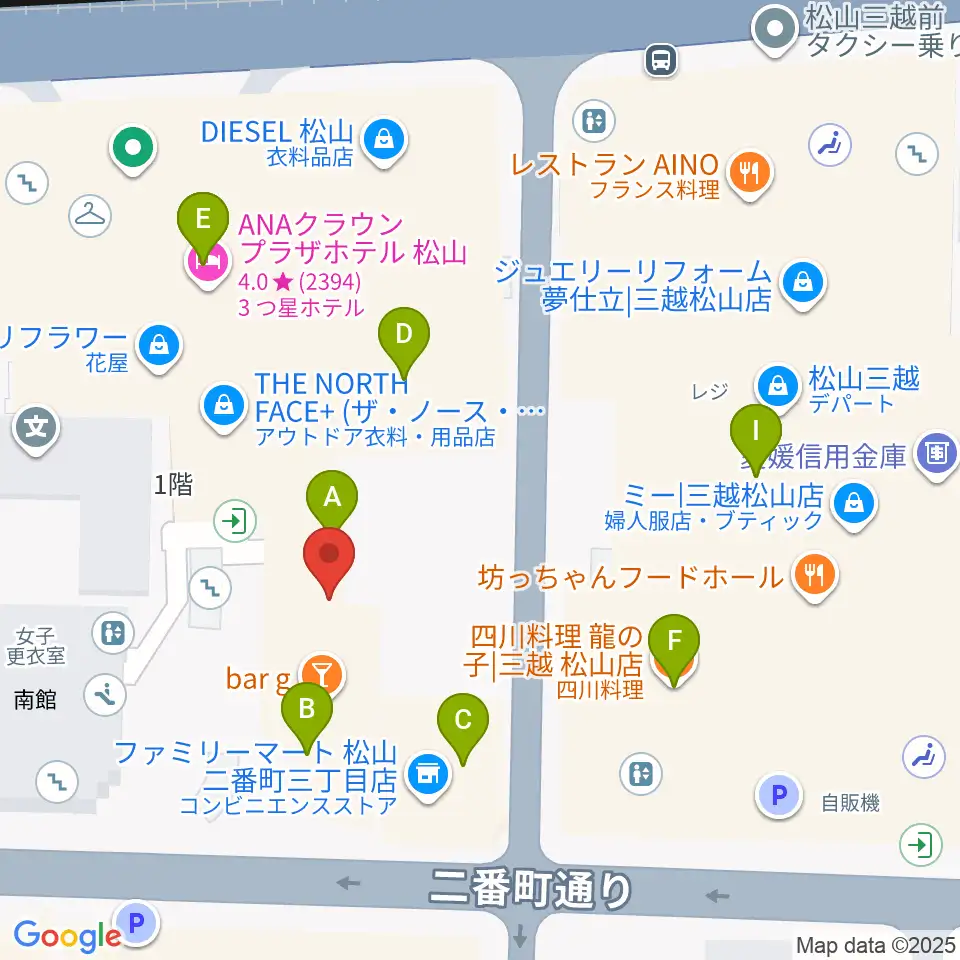 カワイ松山ショップ周辺のファミレス・ファーストフード一覧地図