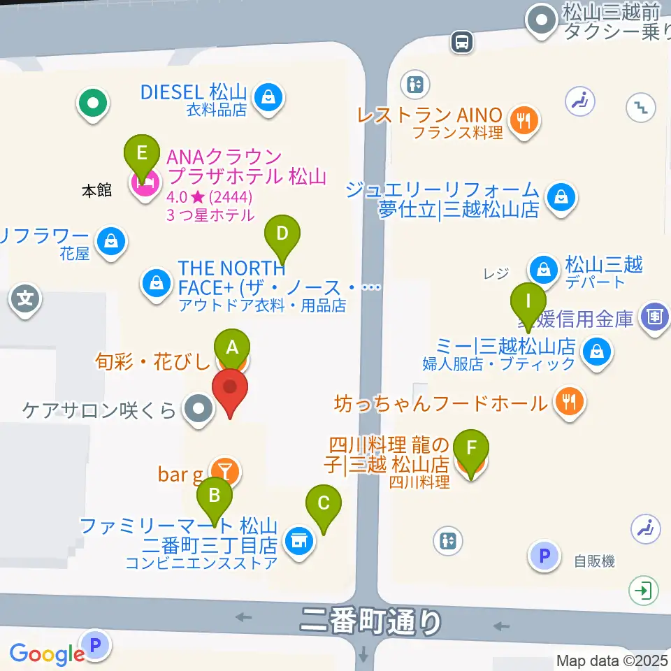 カワイ松山ショップ周辺のファミレス・ファーストフード一覧地図