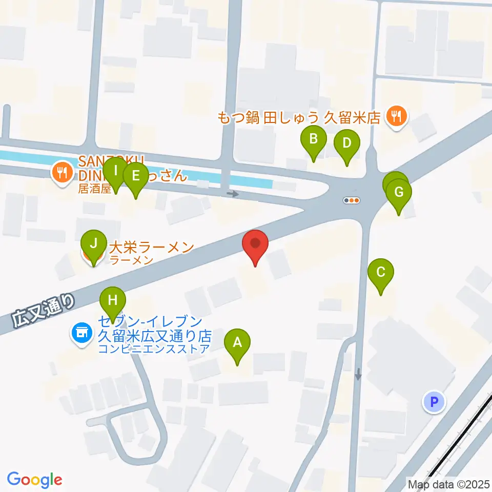 カワイ久留米ショップ周辺のファミレス・ファーストフード一覧地図