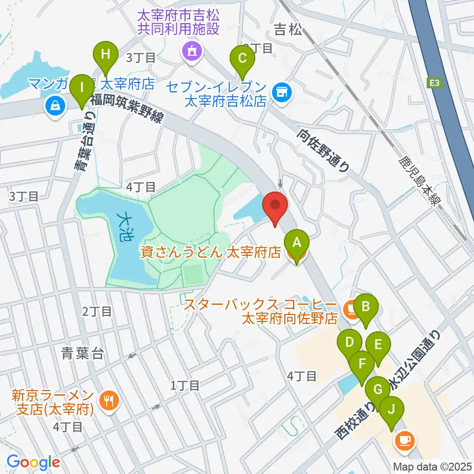 カワイ福岡周辺のファミレス・ファーストフード一覧地図