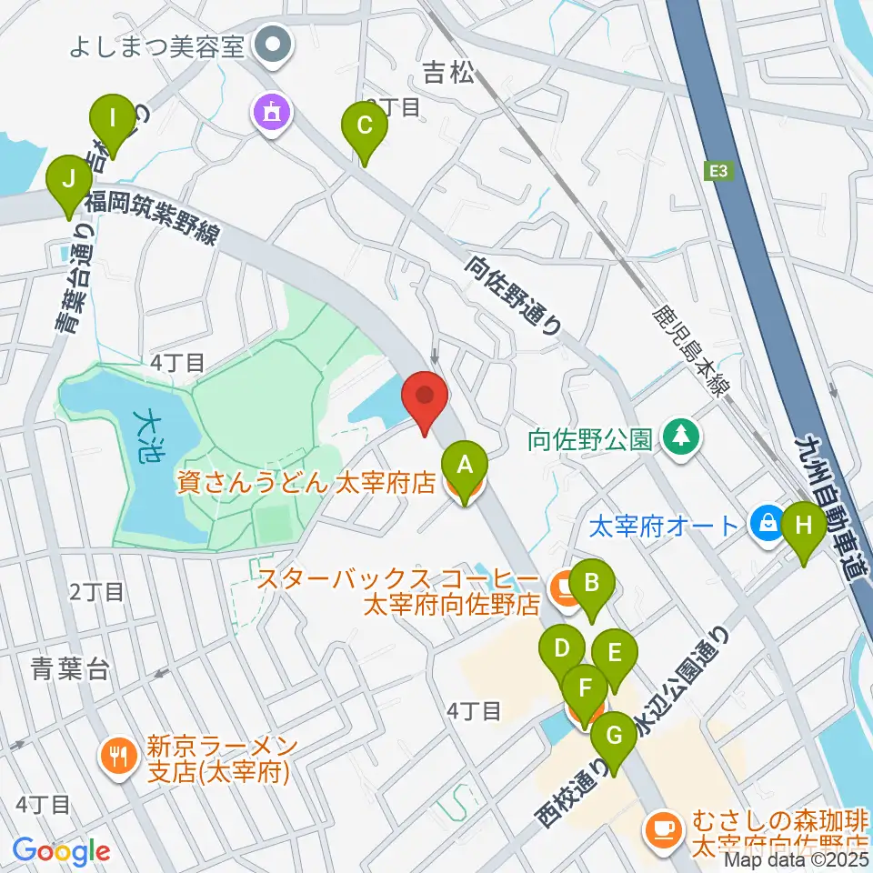カワイ福岡周辺のファミレス・ファーストフード一覧地図