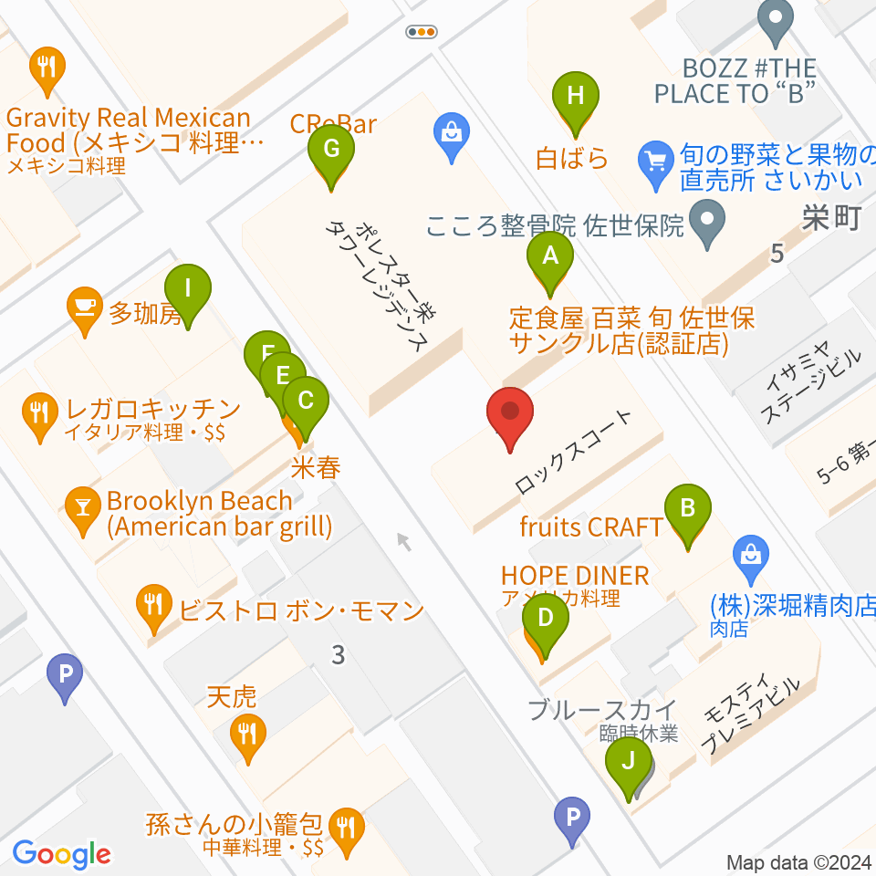 カワイ佐世保ショップ周辺のファミレス・ファーストフード一覧地図