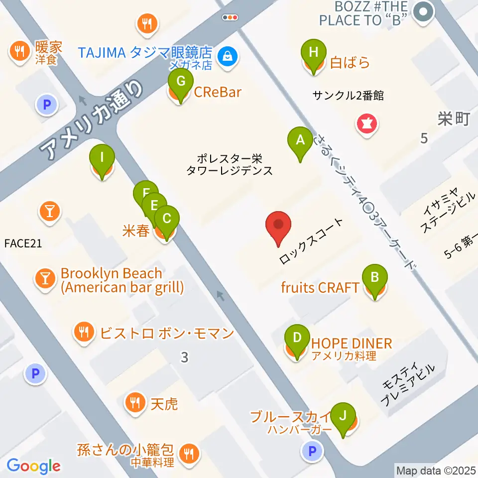 カワイ佐世保ショップ周辺のファミレス・ファーストフード一覧地図