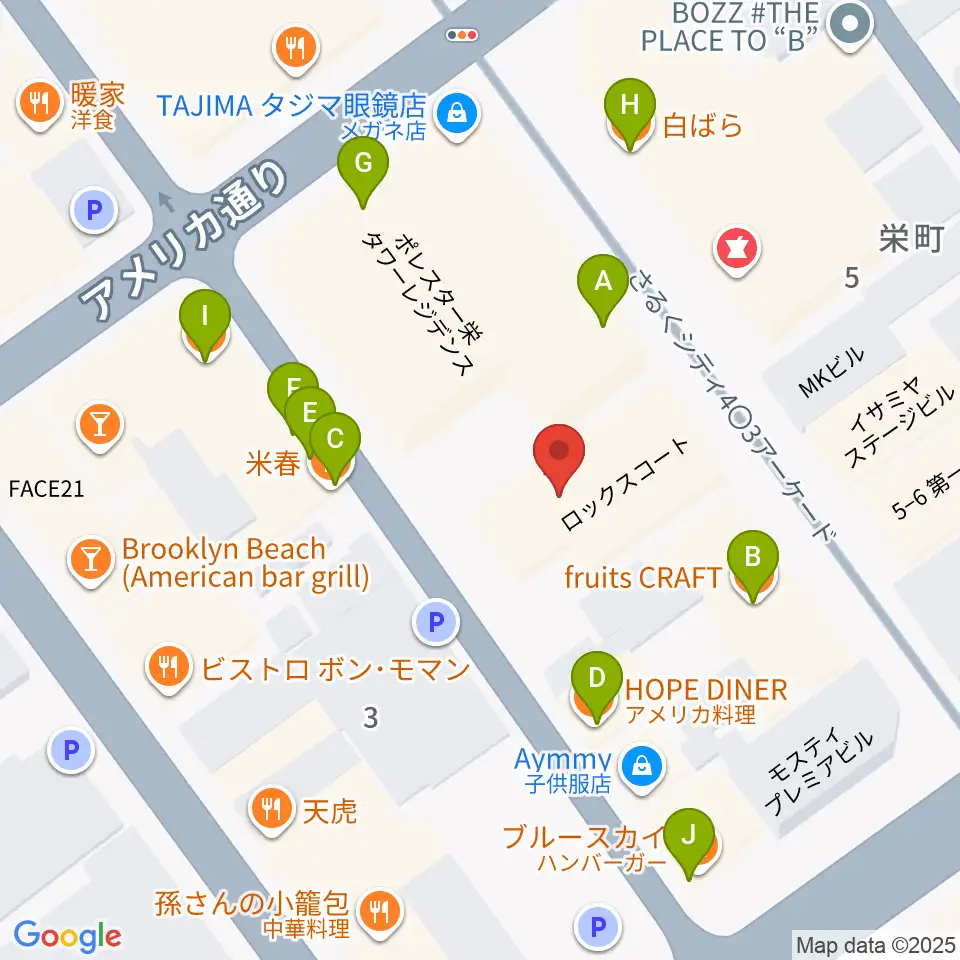 カワイ佐世保ショップ周辺のファミレス・ファーストフード一覧地図