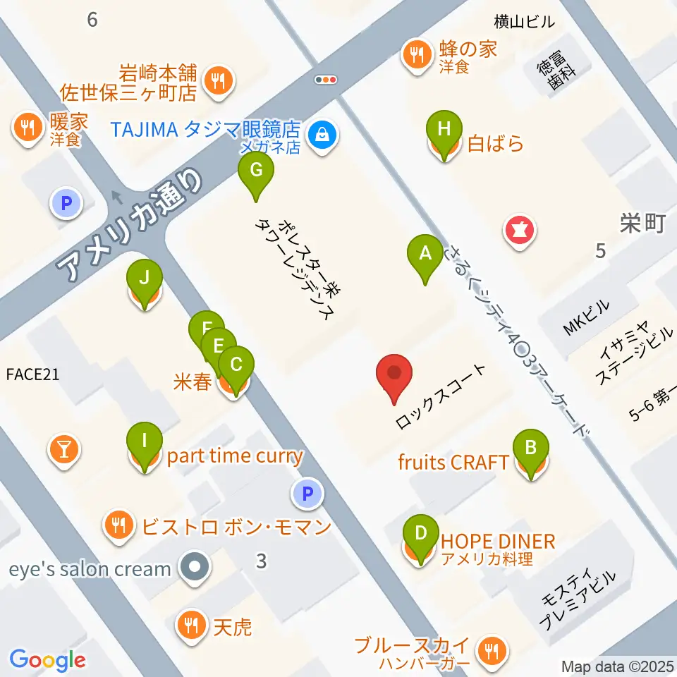 カワイ佐世保ショップ周辺のファミレス・ファーストフード一覧地図