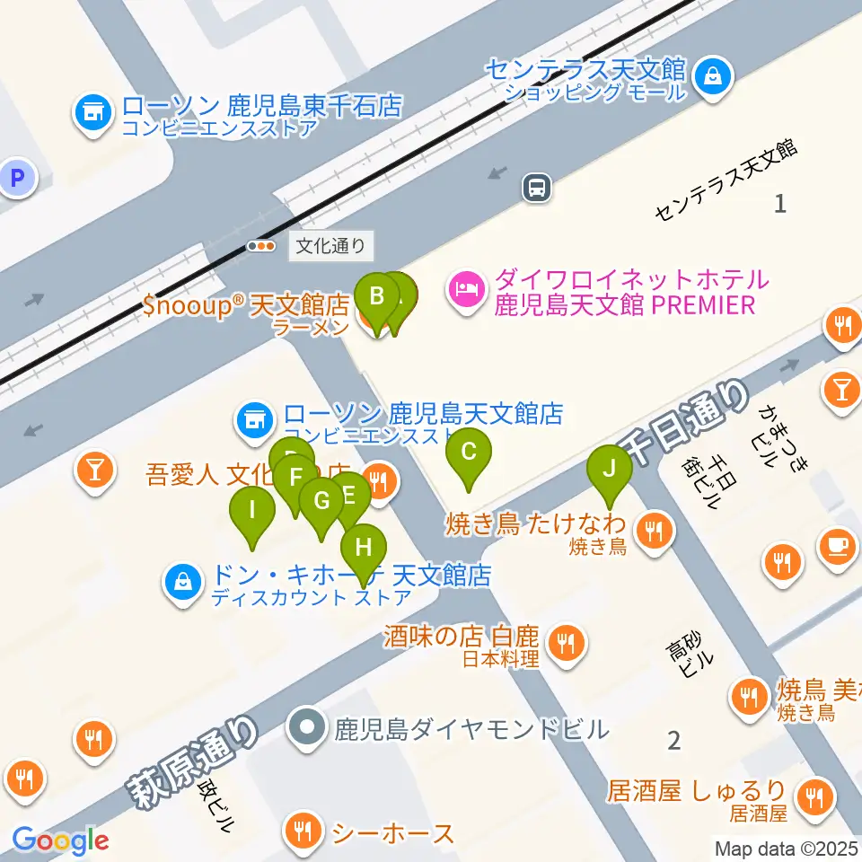 カワイ鹿児島ショップ周辺のファミレス・ファーストフード一覧地図
