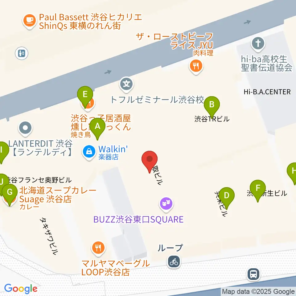 トート音楽院 渋谷校周辺のファミレス・ファーストフード一覧地図
