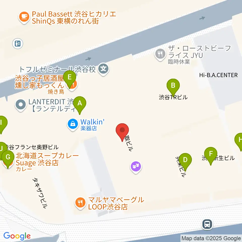トート音楽院 渋谷校周辺のファミレス・ファーストフード一覧地図