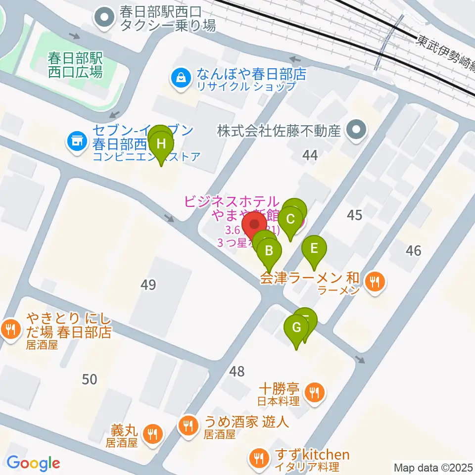 昭和楽器 春日部店周辺のファミレス・ファーストフード一覧地図
