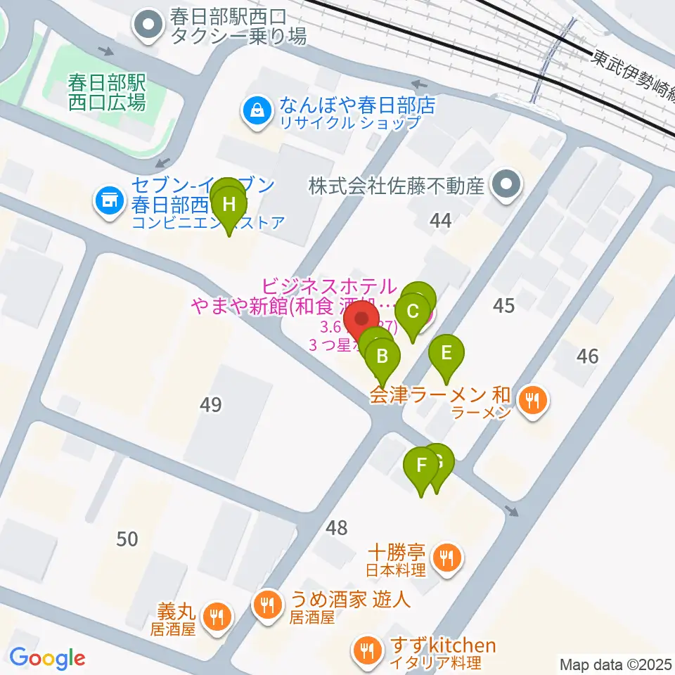 昭和楽器 春日部店周辺のファミレス・ファーストフード一覧地図