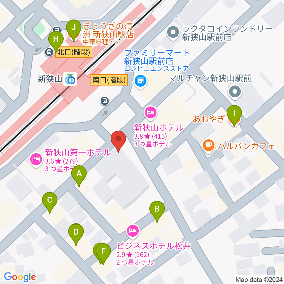 アイリスピアノ周辺のファミレス・ファーストフード一覧地図