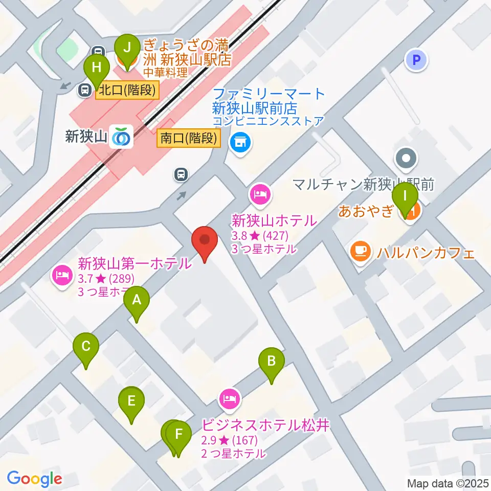 アイリスピアノ周辺のファミレス・ファーストフード一覧地図