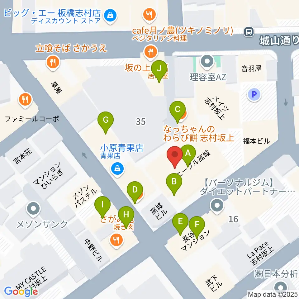 板橋ミュージックセンター周辺のファミレス・ファーストフード一覧地図