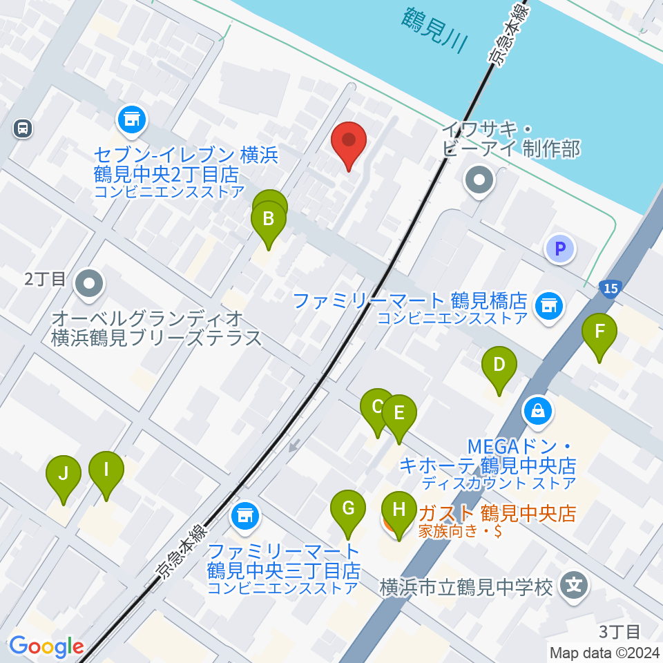 Onaona ピアノ・オルガン教室周辺のファミレス・ファーストフード一覧地図