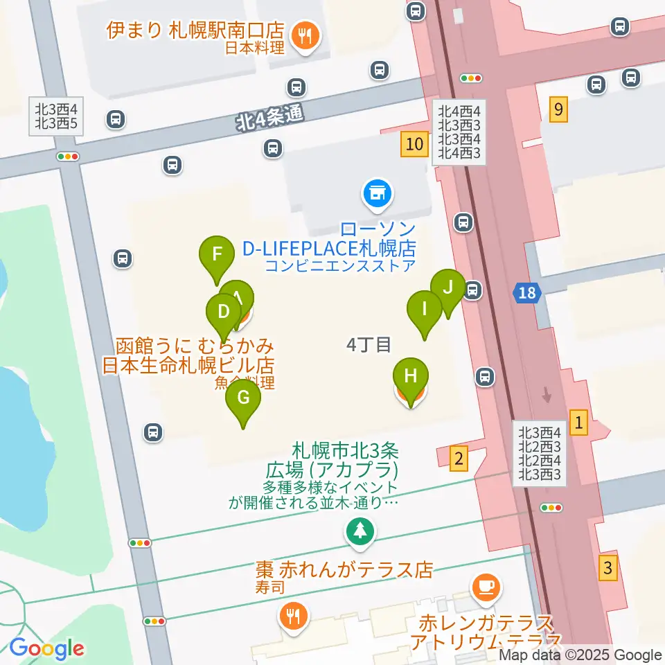 島村楽器 札幌クラシック店周辺のファミレス・ファーストフード一覧地図