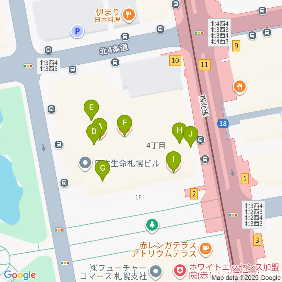 島村楽器 札幌クラシック店周辺のファミレス・ファーストフード一覧地図