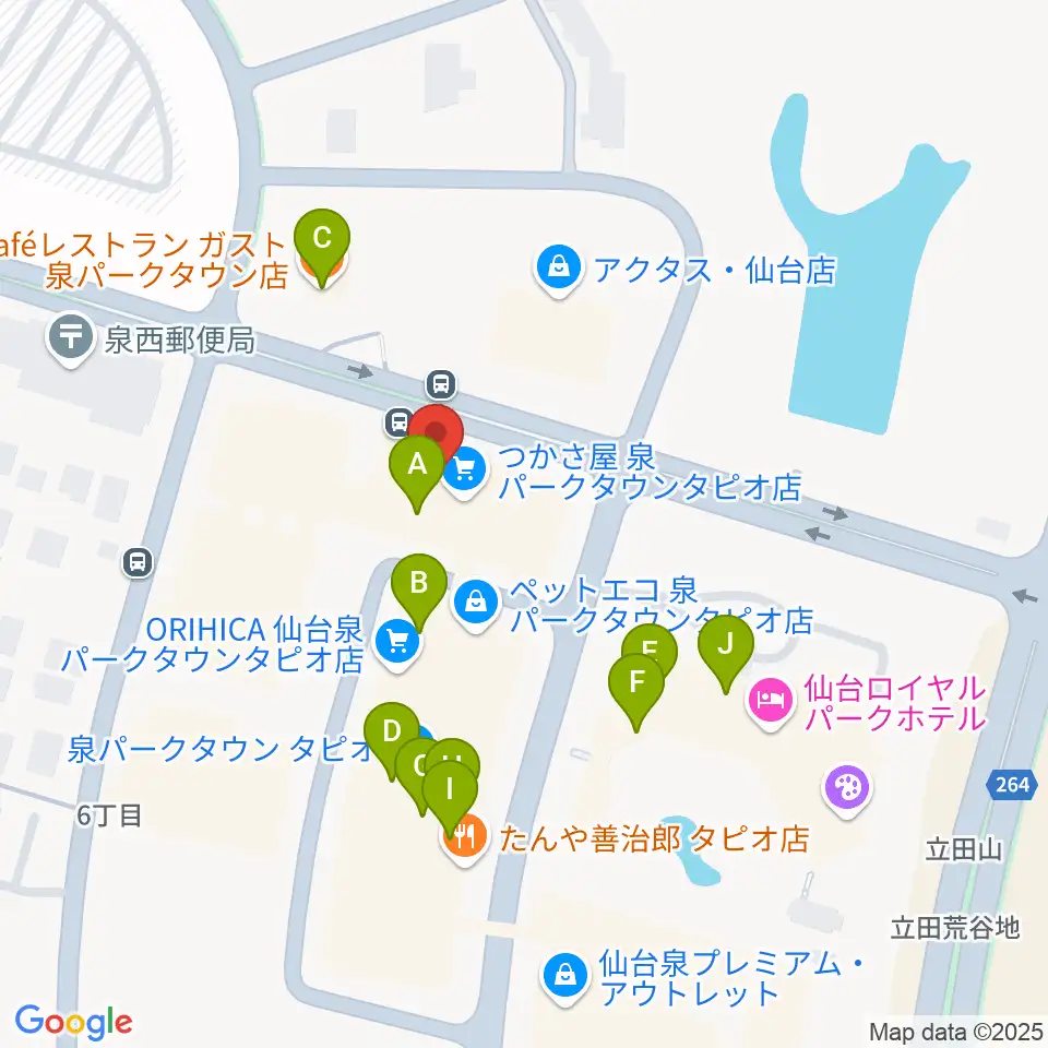 島村楽器 仙台泉パークタウンタピオ店周辺のファミレス・ファーストフード一覧地図