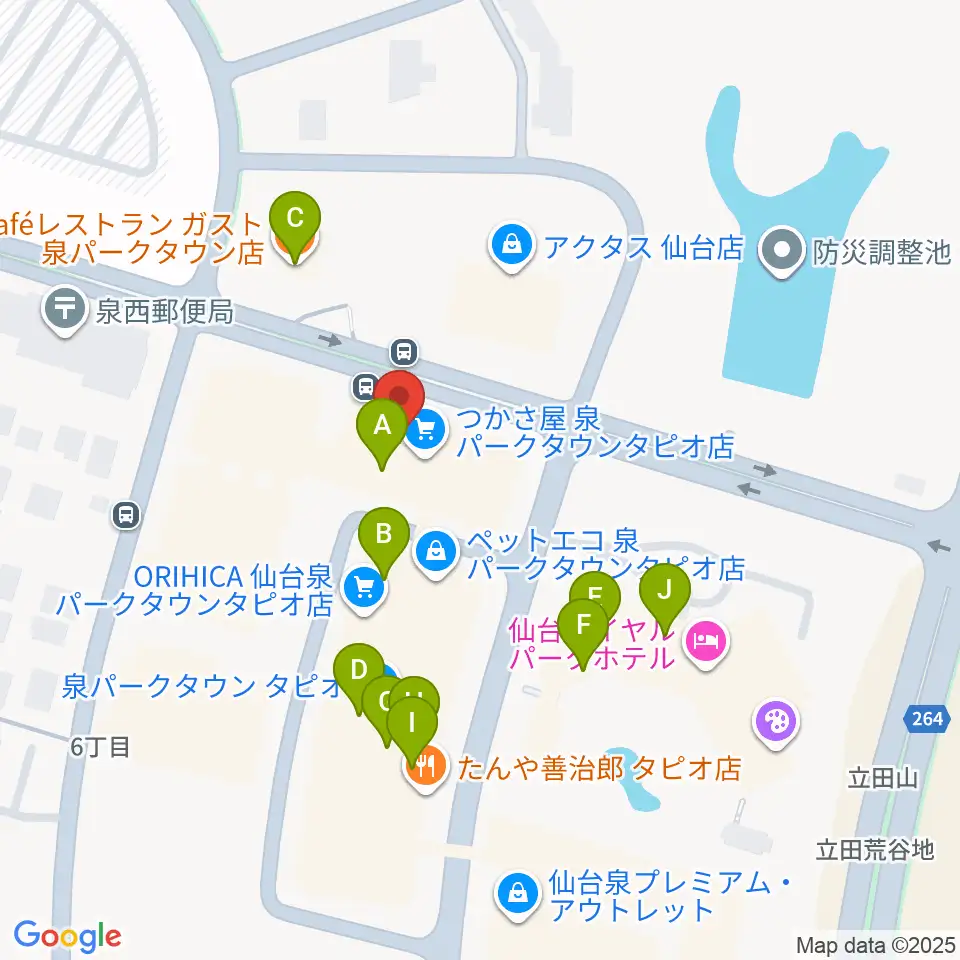 島村楽器 仙台泉パークタウンタピオ店周辺のファミレス・ファーストフード一覧地図