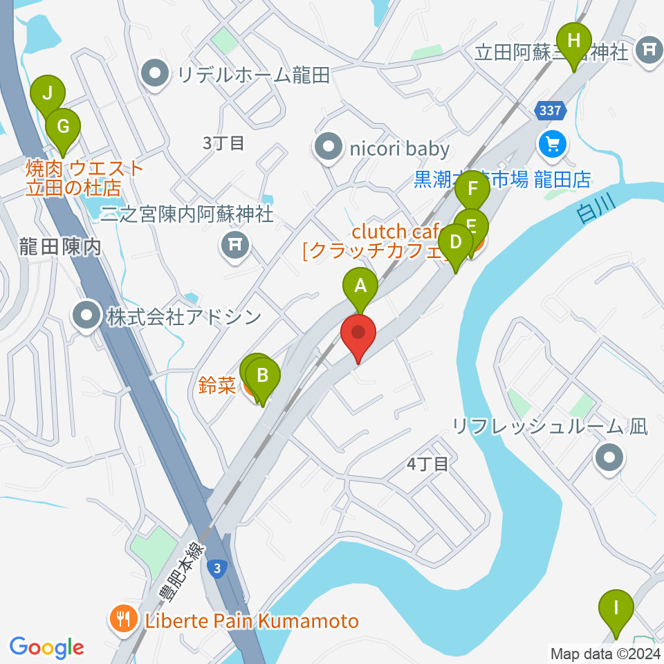 ミュージックスタジオ マーチ周辺のファミレス・ファーストフード一覧地図