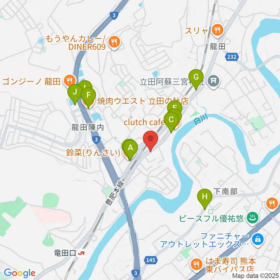 ミュージックスタジオ マーチ周辺のファミレス・ファーストフード一覧地図