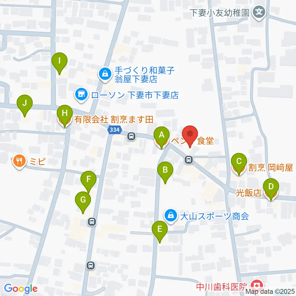 コンドー楽器 下妻店周辺のファミレス・ファーストフード一覧地図