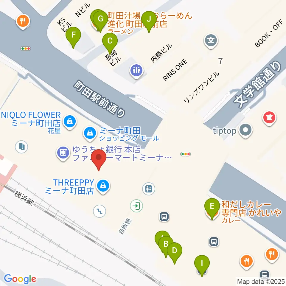 島村楽器 ミーナ町田店周辺のファミレス・ファーストフード一覧地図