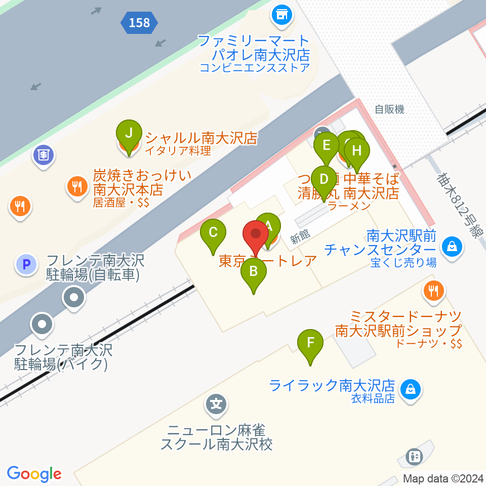 島村楽器 フレンテ南大沢店周辺のファミレス・ファーストフード一覧地図