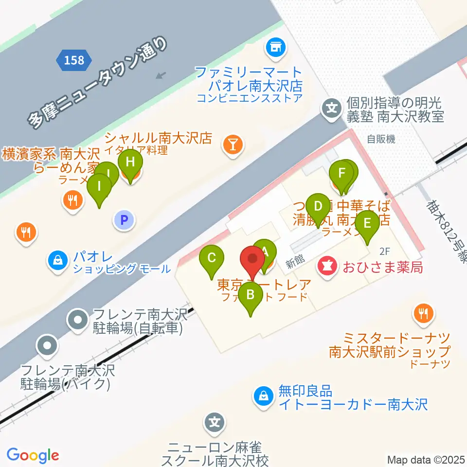 島村楽器 フレンテ南大沢店周辺のファミレス・ファーストフード一覧地図