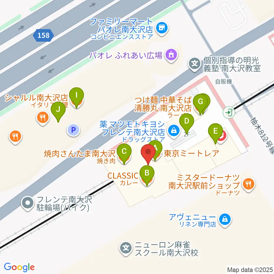 島村楽器 フレンテ南大沢店周辺のファミレス・ファーストフード一覧地図
