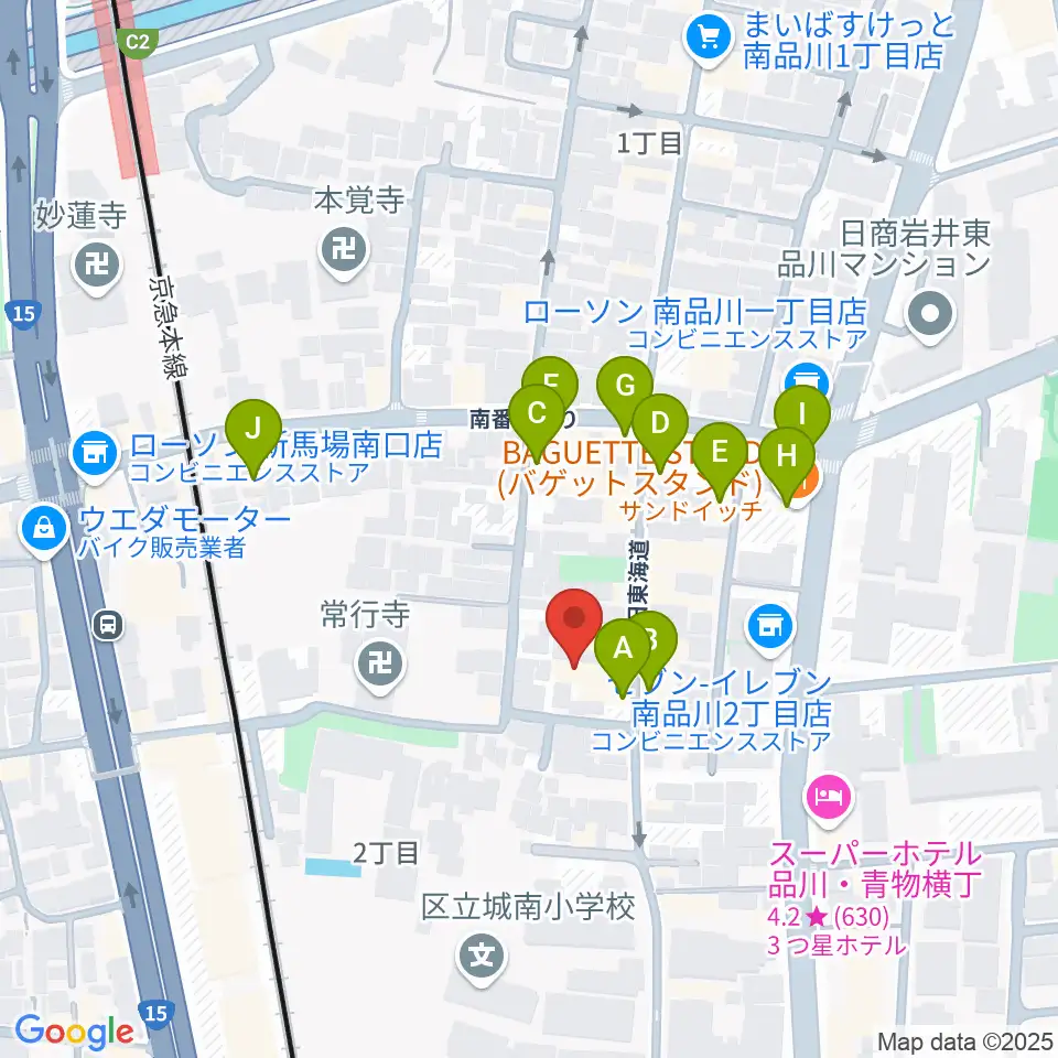 南品川TMスタジオ周辺のファミレス・ファーストフード一覧地図
